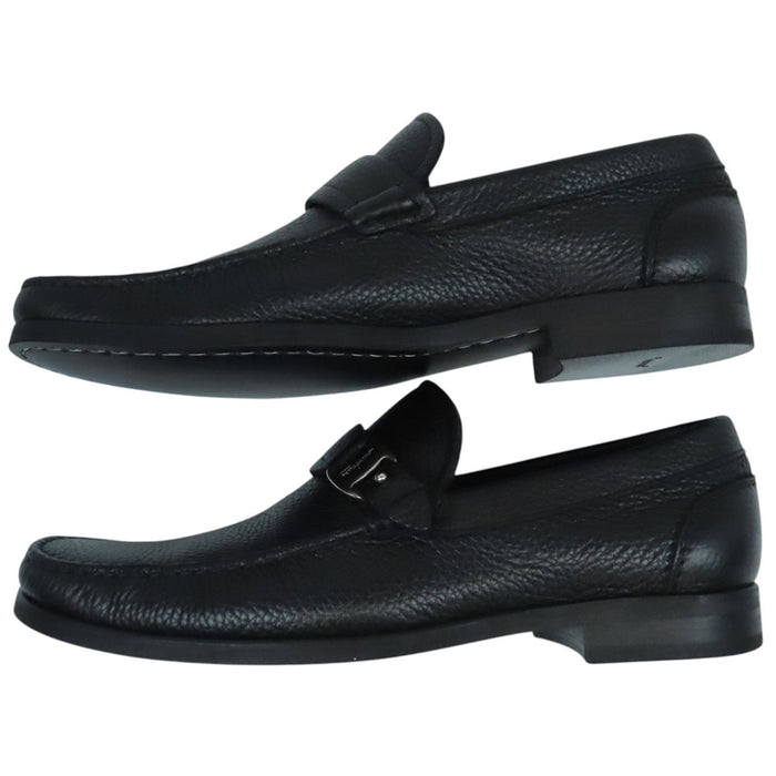 Salvatore Ferragamo 
レザー シボ皮 
ロゴ ビット ローファー