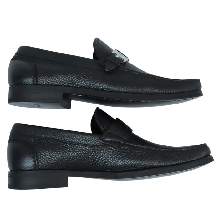 Salvatore Ferragamo 
レザー シボ皮 
ロゴ ビット ローファー