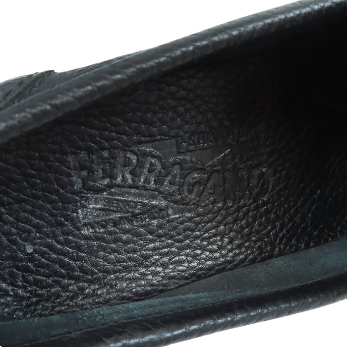 Salvatore Ferragamo 
レザー シボ皮 
ロゴ ビット ローファー