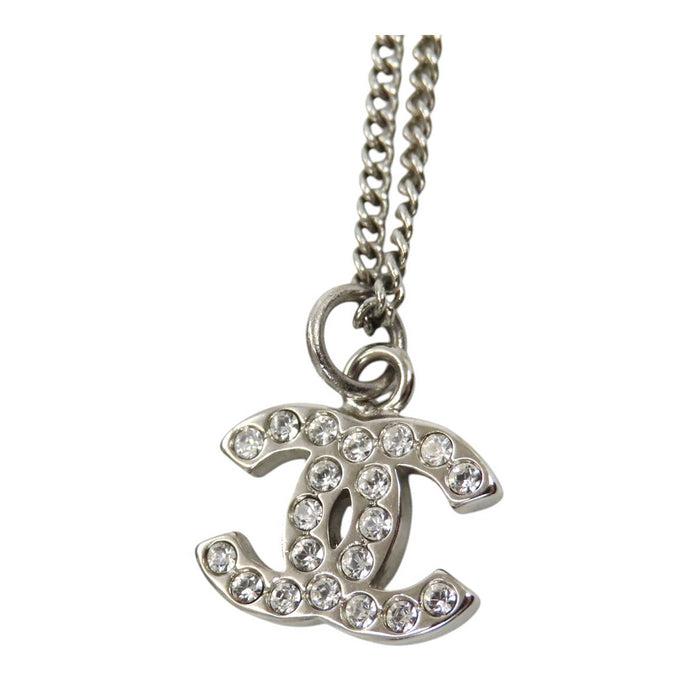 CHANEL  
COCO CC Logo 09V Silver Color Metal  
Coco Mark Rhinestone Necklace