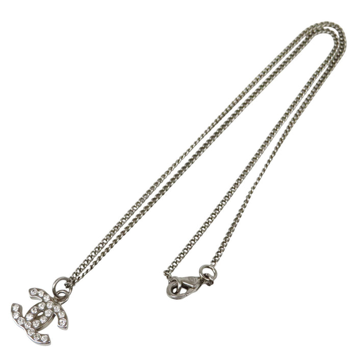 CHANEL  
COCO CC Logo 09V Silver Color Metal  
Coco Mark Rhinestone Necklace