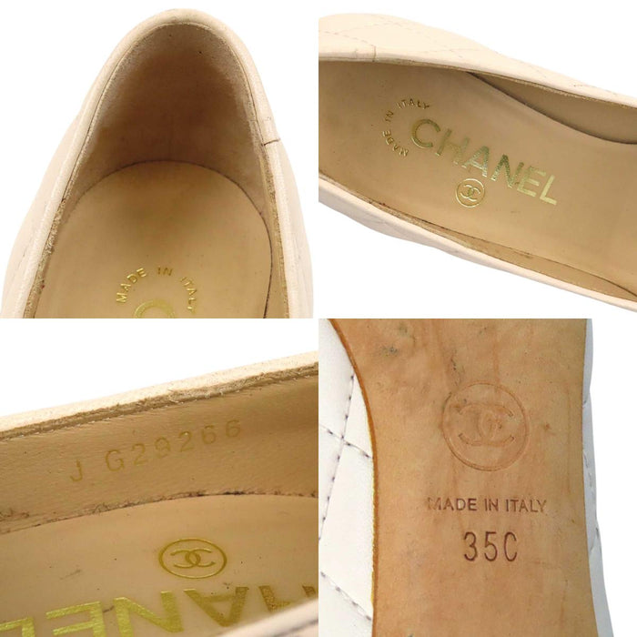 CHANEL 
COCO CC ロゴ レザー コルク ヒール バイカラー 
ココマーク マトラッセ パンプス