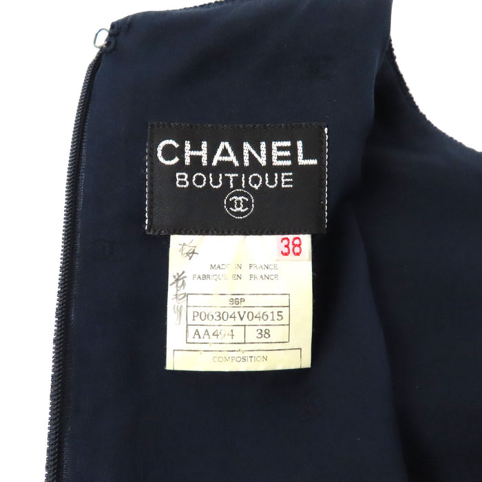 CHANEL 
COCO CC ココボタン 
ココマーク ツイード ノースリーブ ワンピース