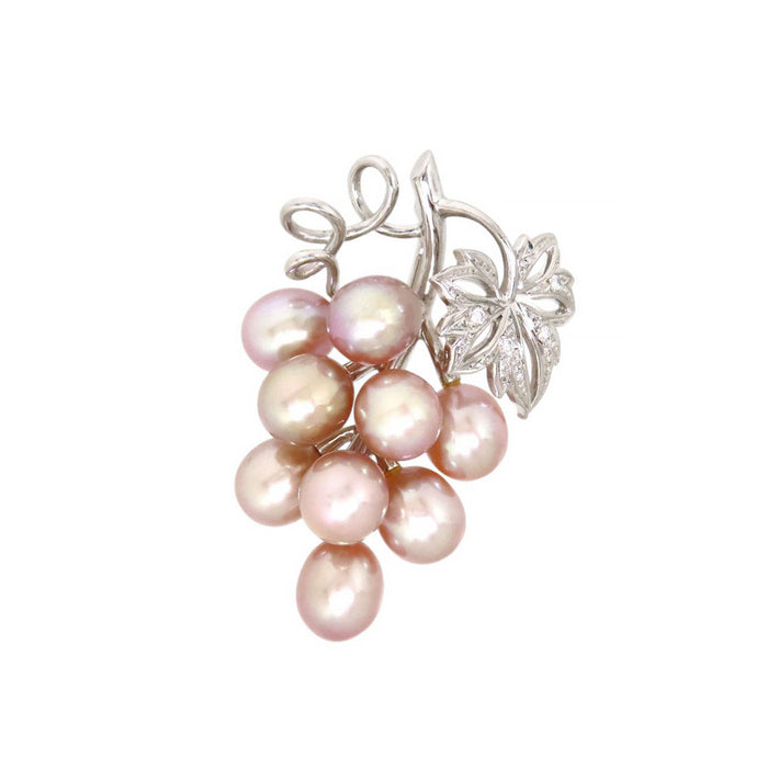 MIKIMOTO 葡萄图案 淡水珍珠 胸针