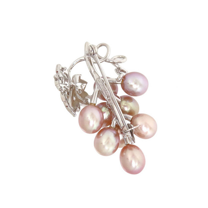 MIKIMOTO 葡萄图案 淡水珍珠 胸针