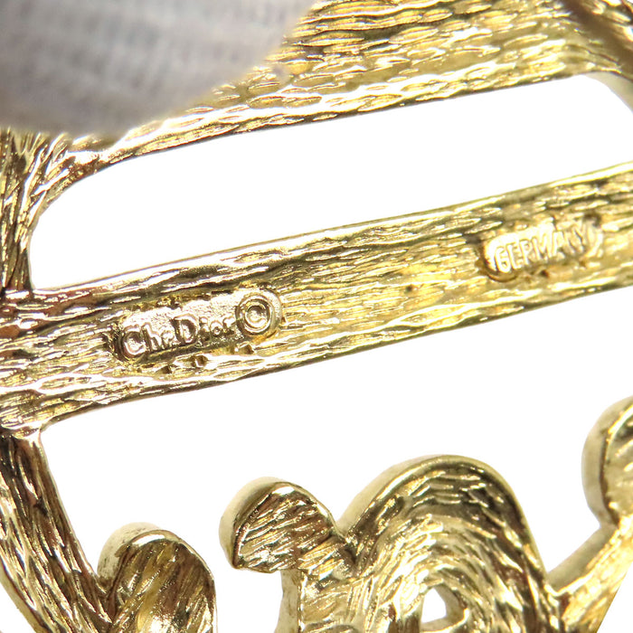 Dior Vintage Gold-Colored Metal Emblem Logo Pin Brooch