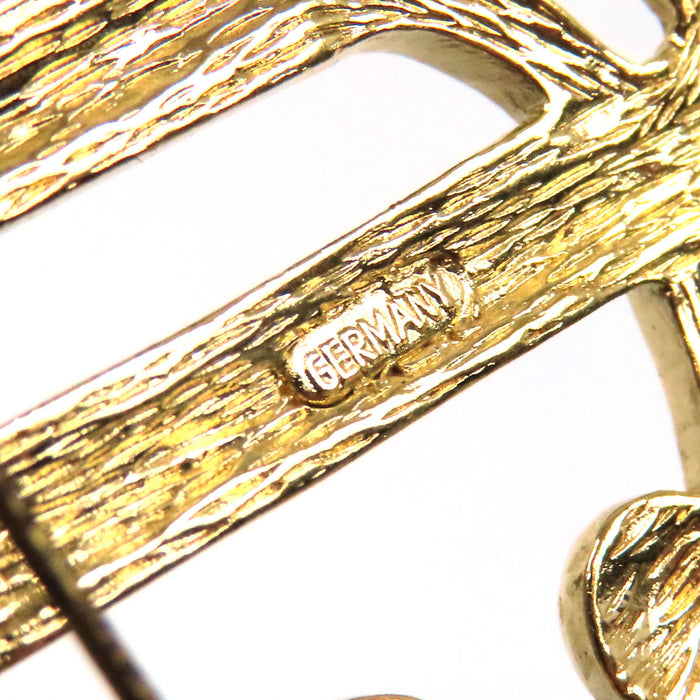 Dior Vintage Gold-Colored Metal Emblem Logo Pin Brooch