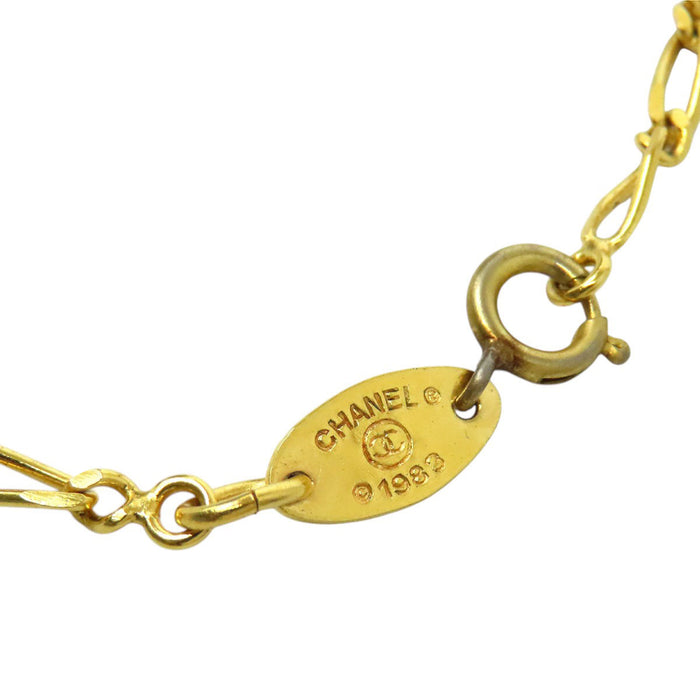 CHANEL  
COCO CC Cercle Logo Métal Couleur Or  
Collier Rond Vintage Coco Mark