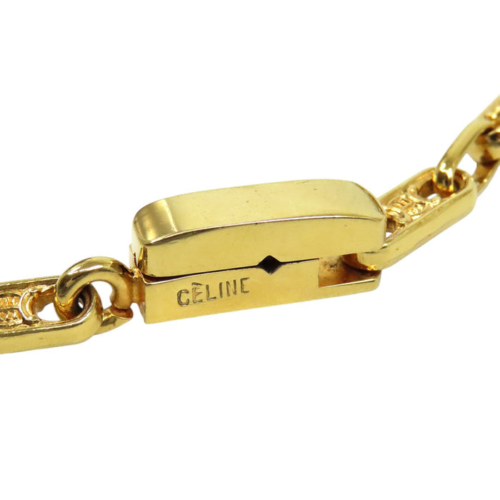 CELINE 
ヴィンテージ ロゴ ゴールドカラーメタル 
マカダム チェーン ロング ネックレス