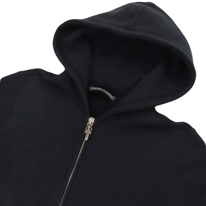 CHROME HEARTS 
Felpa CH con cerniera a pugnale, doppia cerniera, cotone, pelle, interno felpato 
Maniche con patch a croce, felpa con cappuccio e zip