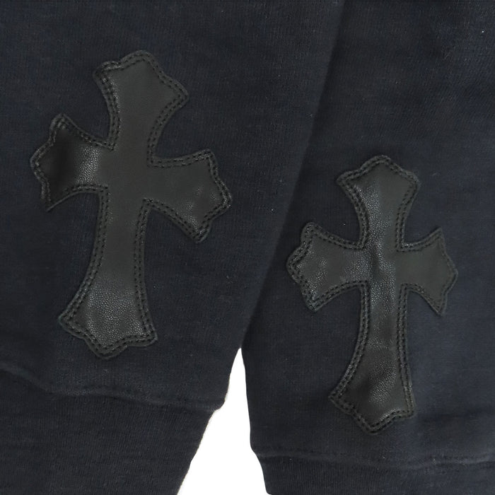 CHROME HEARTS 
Felpa CH con cerniera a pugnale, doppia cerniera, cotone, pelle, interno felpato 
Maniche con patch a croce, felpa con cappuccio e zip