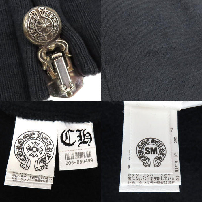 CHROME HEARTS CH Sweatshirt Dagger Zip Double Zip Cotton Leather Fleece-Lined Sleeve Cross Patch Zip-Up Hoodie