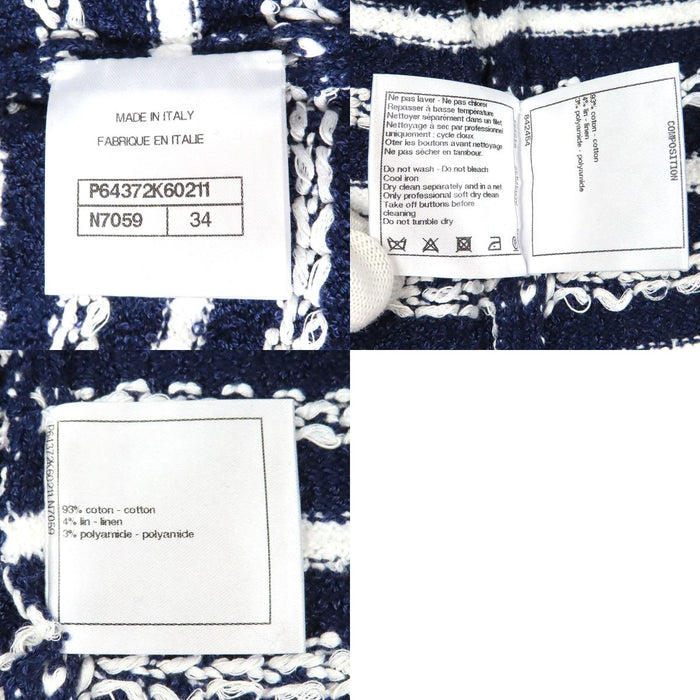 CHANEL  
COCO CC Bouton Coco Manches trois-quarts Coton  
Maille rayée avec logo Coco