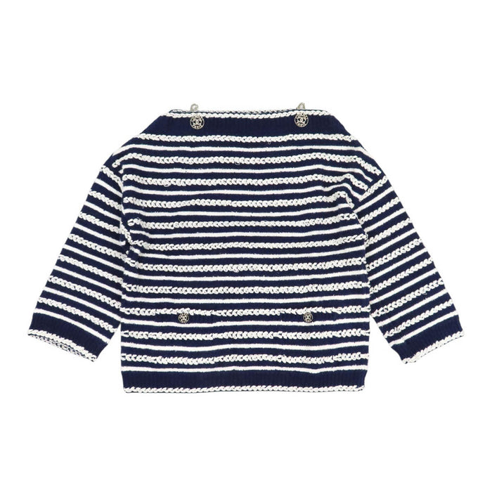 CHANEL  
COCO CC Bouton Coco Manches trois-quarts Coton  
Maille rayée avec logo Coco