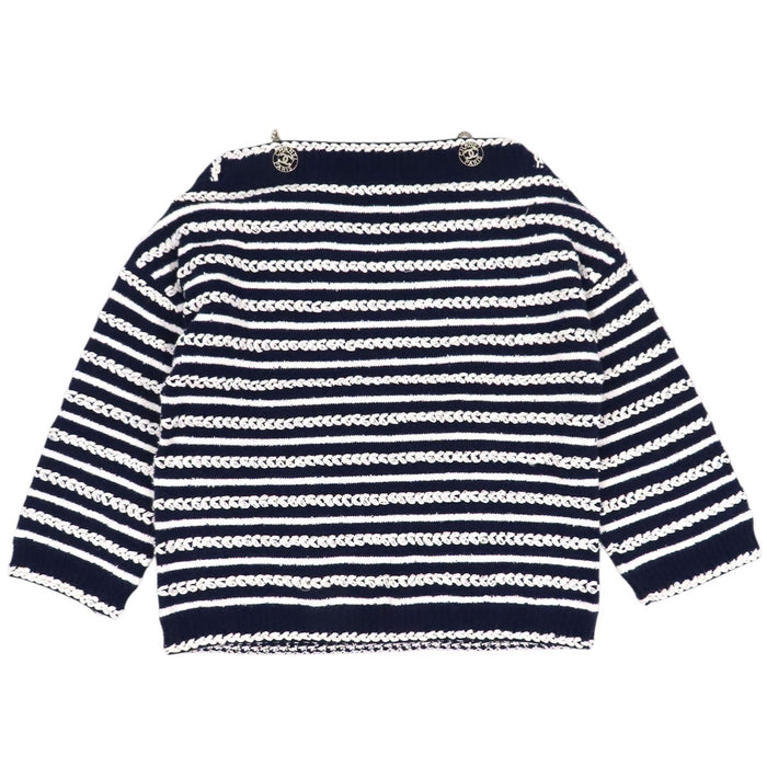 CHANEL  
COCO CC Bouton Coco Manches trois-quarts Coton  
Maille rayée avec logo Coco