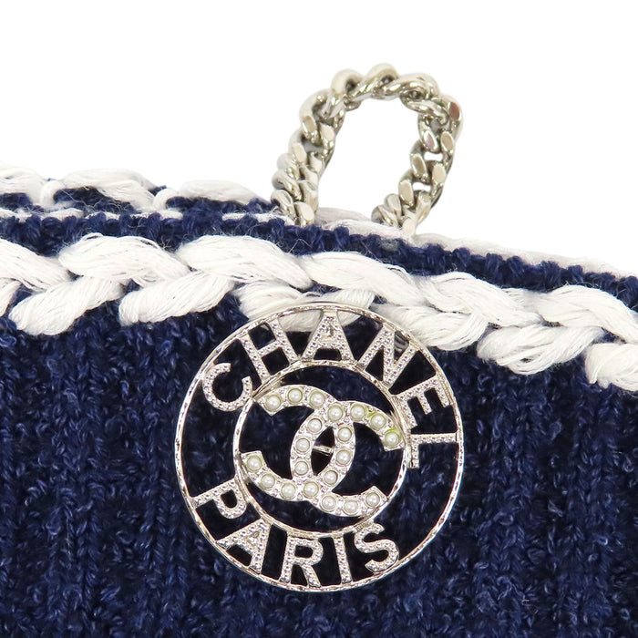 CHANEL  
COCO CC Bouton Coco Manches trois-quarts Coton  
Maille rayée avec logo Coco