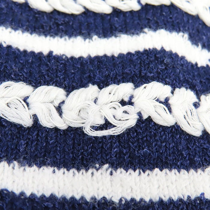 CHANEL  
COCO CC Bouton Coco Manches trois-quarts Coton  
Maille rayée avec logo Coco