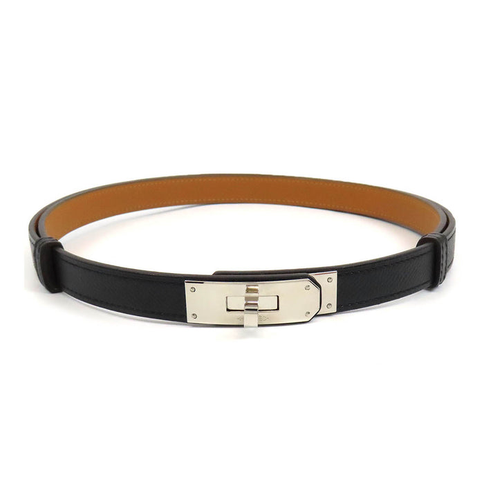 HERMES 
ロゴ X刻印 16年製 ゴールドカラーメタル 
ケリー バックル レザー ベルト 18MM