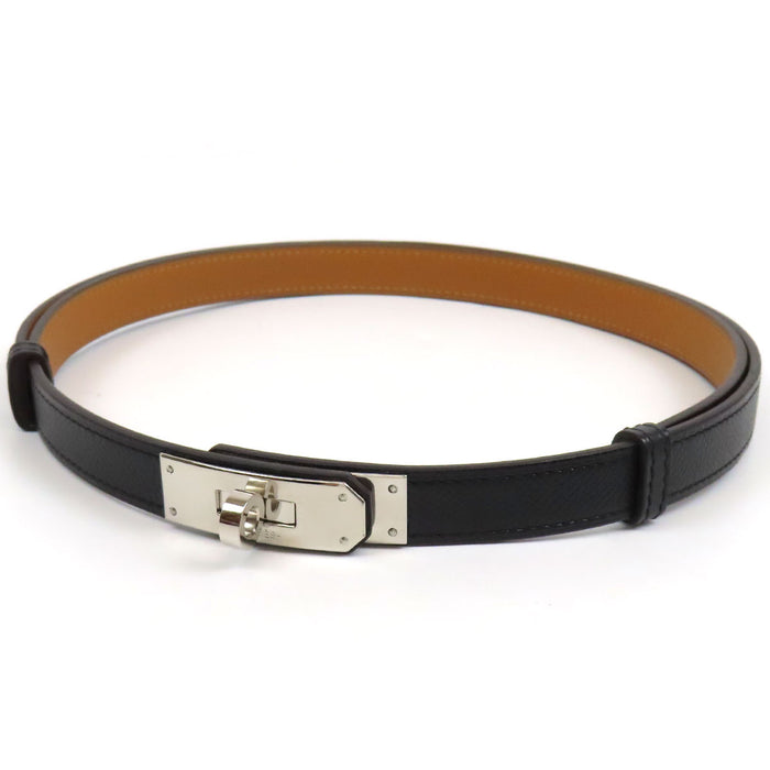 HERMES 
ロゴ X刻印 16年製 ゴールドカラーメタル 
ケリー バックル レザー ベルト 18MM