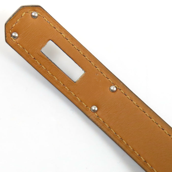 HERMES 
ロゴ X刻印 16年製 ゴールドカラーメタル 
ケリー バックル レザー ベルト 18MM