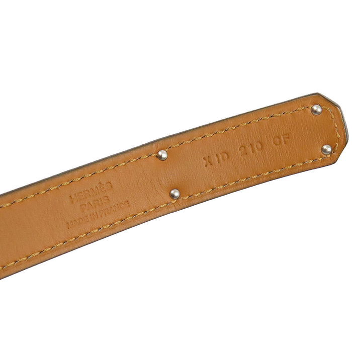 HERMES 
ロゴ X刻印 16年製 ゴールドカラーメタル 
ケリー バックル レザー ベルト 18MM