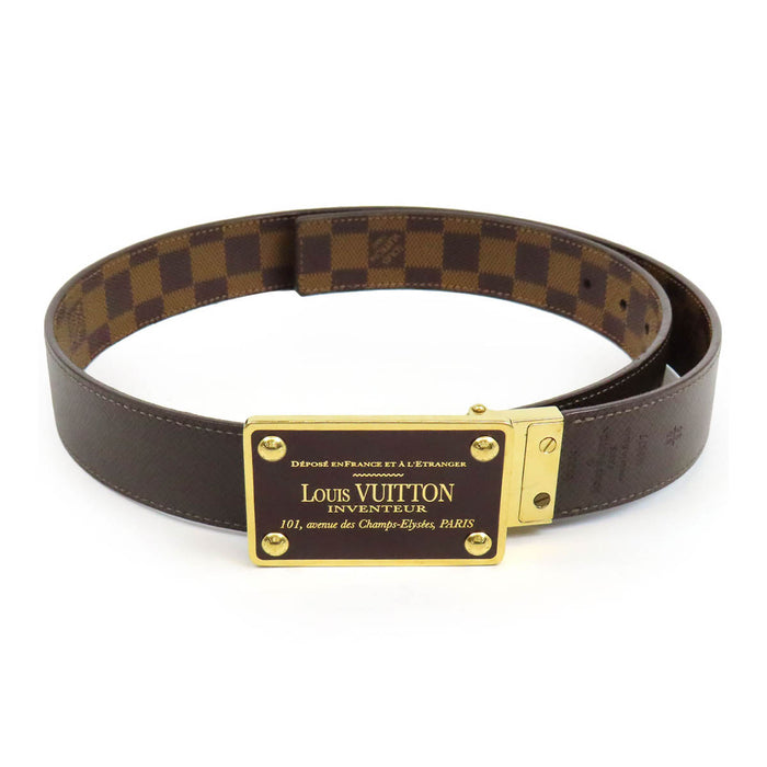 LOUIS VUITTON 
LV ロゴ レザー リバーシブル ゴールドカラー金具 
ダミエ サンチュール アヴァントゥール ベルト