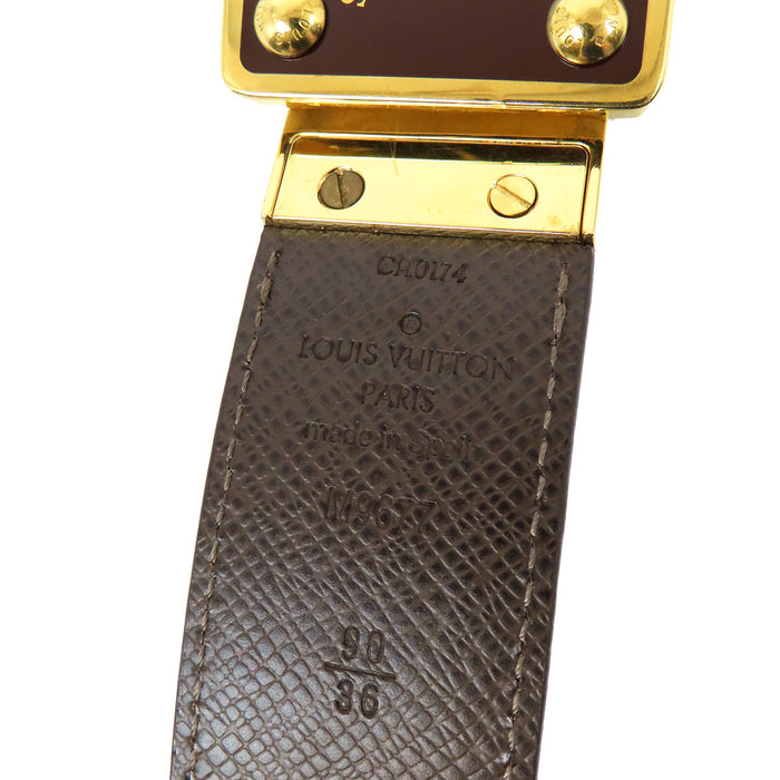 LOUIS VUITTON 
LV ロゴ レザー リバーシブル ゴールドカラー金具 
ダミエ サンチュール アヴァントゥール ベルト