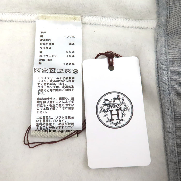HERMES 
H アッシュ ロゴ ジュー・ダドレス ステッチ 裏起毛 コットン 
Jeu d'Adresse レザーパッチ フーディ