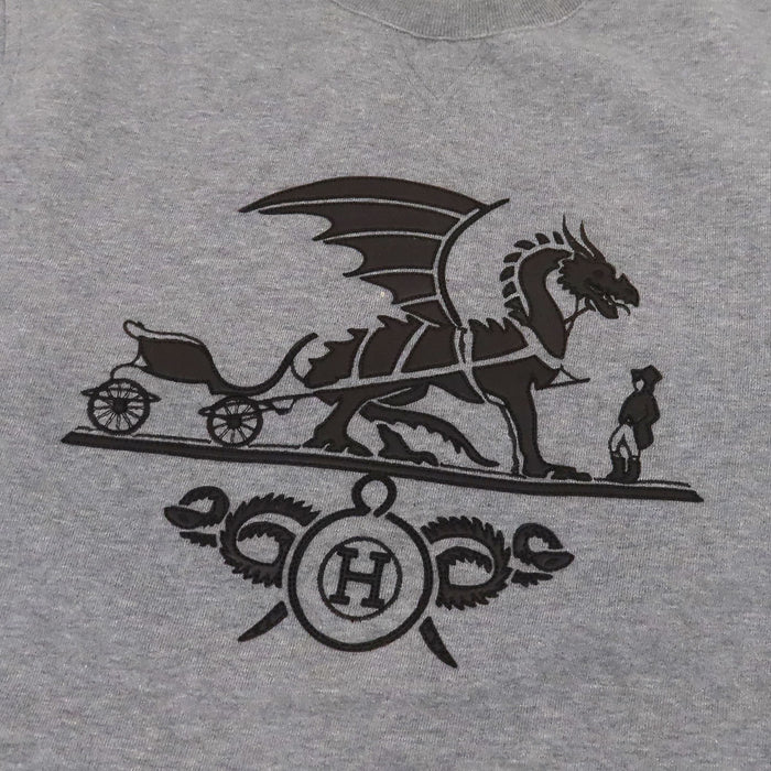 HERMES  
Felpa H Ash con patch in pelle, pelle di agnello e cotone  
Felpa Exlibris Dragon