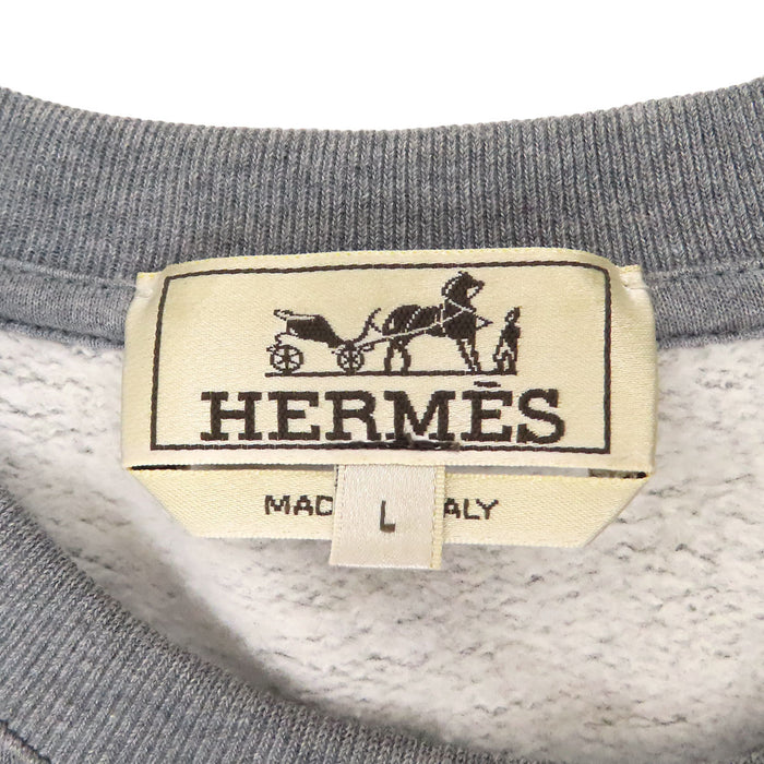 HERMES  
Felpa H Ash con patch in pelle, pelle di agnello e cotone  
Felpa Exlibris Dragon