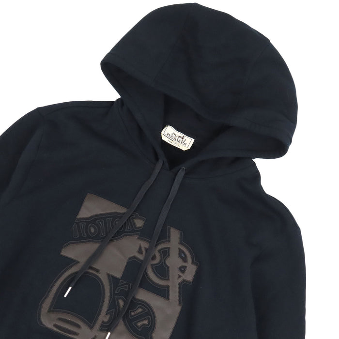 HERMES  
Leather Patch Sweatshirt  
Metallerie au Carre Metalier au Carre Hoodie