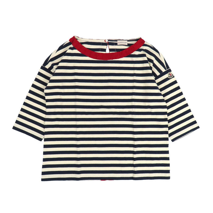 MONCLER 
Patch logo in cotone 
Maglia girocollo a righe con maniche corte
