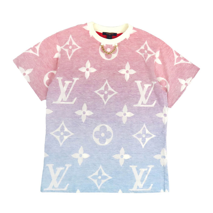 LOUIS VUITTON 
T-shirt en coton à motif LV dégradé 
Monogramme Sunset inversé