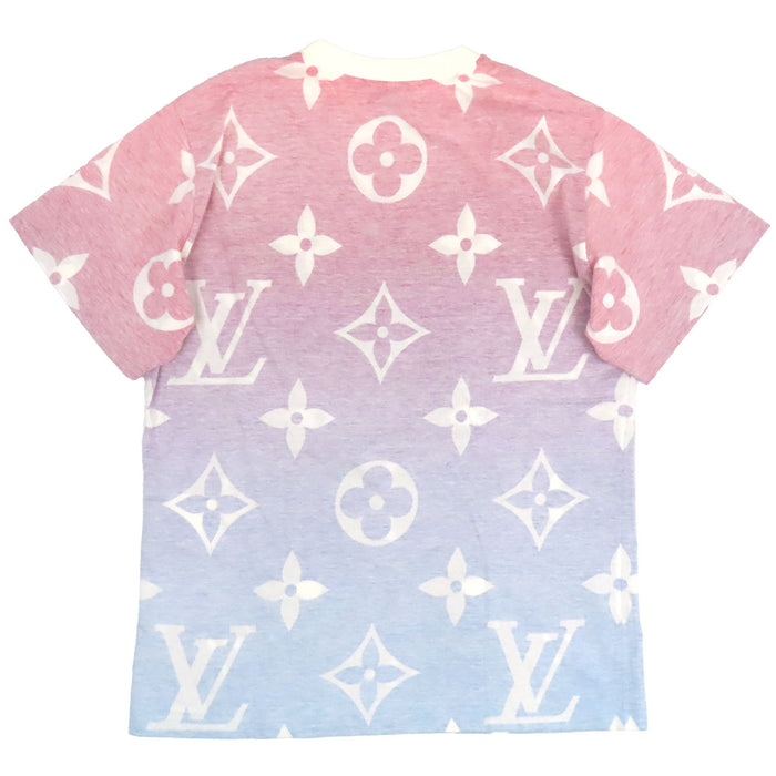 LOUIS VUITTON 
T-shirt en coton à motif LV dégradé 
Monogramme Sunset inversé