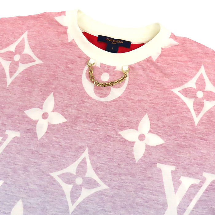 LOUIS VUITTON 
T-shirt en coton à motif LV dégradé 
Monogramme Sunset inversé