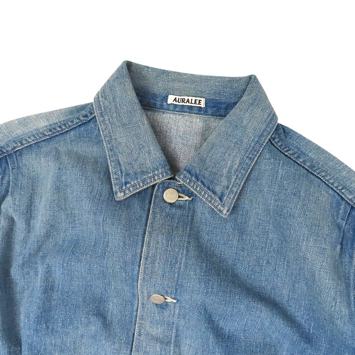 25SS AURALEE SELVEDGE FADED LIGHT DENIM BLOUSON Logo Button 
Auralee Selvedge Faded Light Denim Blouson