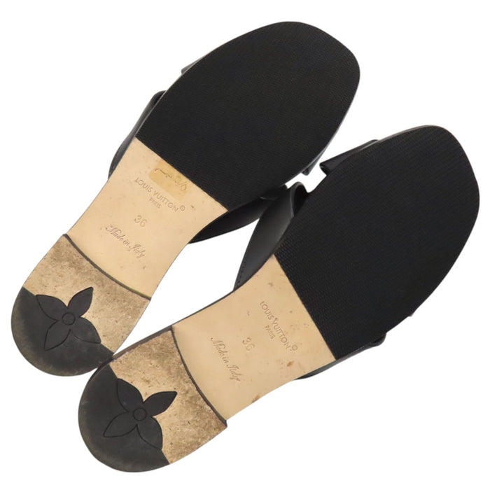 LOUIS VUITTON 
LV Logo Leather Flat Mules 2023 Model 
LV Isola Sandals