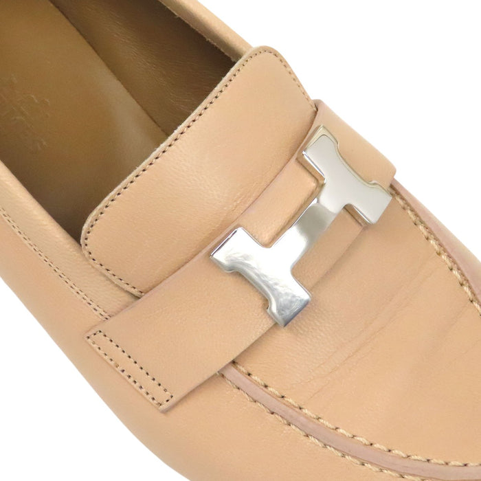 HERMES 
レザー H アッシュ ロゴ 
モカシン パリ