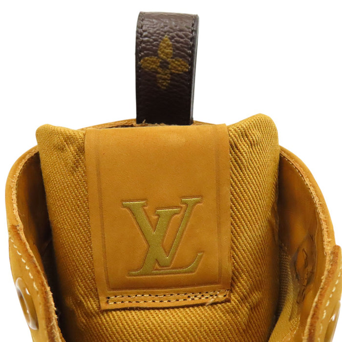 LOUIS VUITTON 
LV ロゴ ファブリック レザー レースアップ 
レンジャー ライン アンクルブーツ 
モノグラム