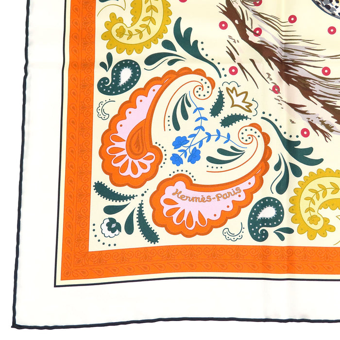 HERMES  
Logo Silk Large Square  
Carré 90 Double-Face Cheetah Bandana Scarf  
Guepards Bandana