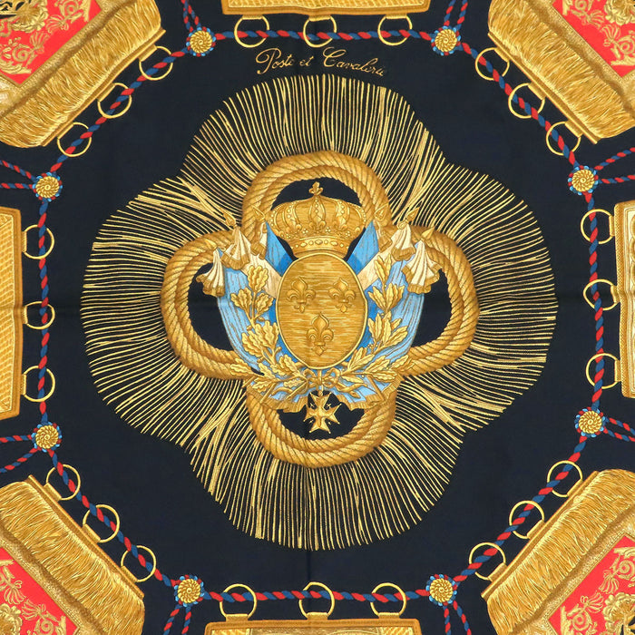 HERMES  
Large Silk Scarf  
Carré 90 Poste et Cavalerie Sabre Sheath Scarf