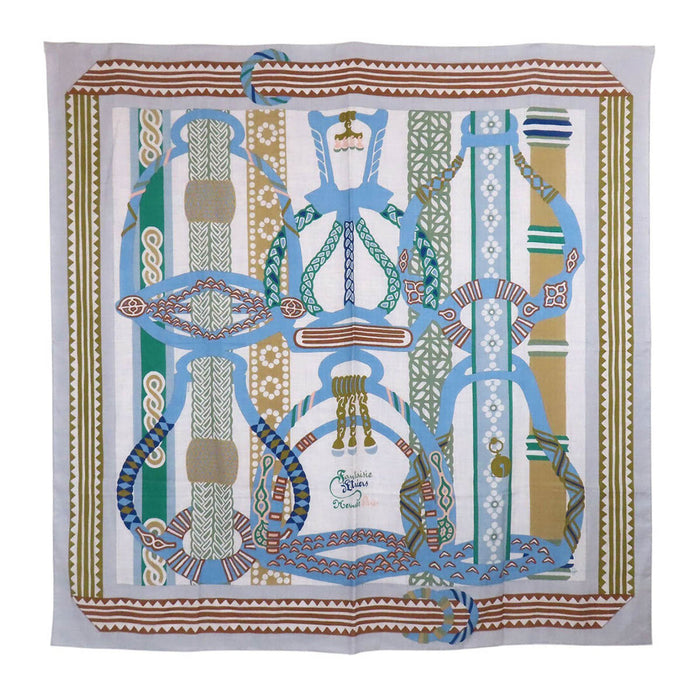 HERMES 
カレ140 カシミヤ シルク 
カレジェアン Fantaisie d'Etriers 鐙の幻想