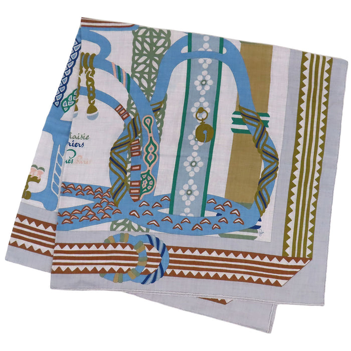 HERMES 
カレ140 カシミヤ シルク 
カレジェアン Fantaisie d'Etriers 鐙の幻想