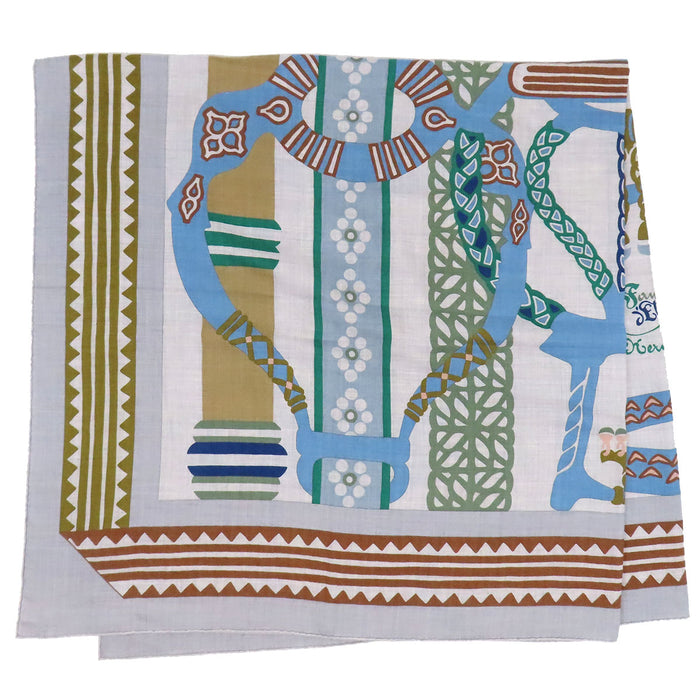 HERMES 
カレ140 カシミヤ シルク 
カレジェアン Fantaisie d'Etriers 鐙の幻想