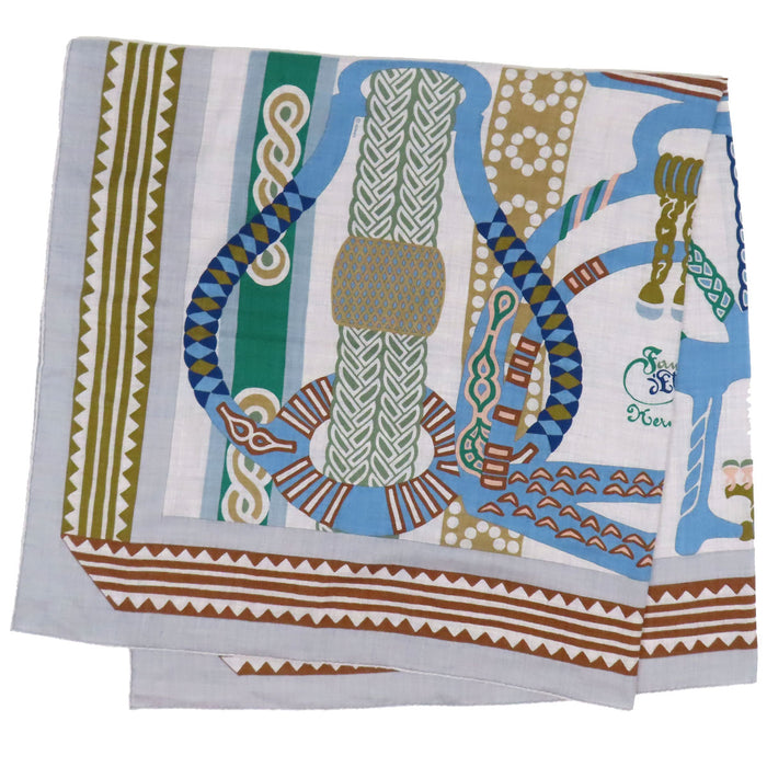 HERMES 
カレ140 カシミヤ シルク 
カレジェアン Fantaisie d'Etriers 鐙の幻想