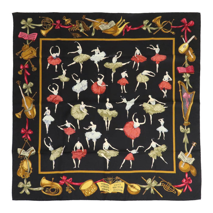 HERMES 
Sciarpa grande in seta Ballerina Strumenti musicali 
Carré 90 LA DANCE La Danza Scarf