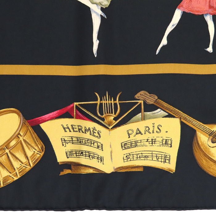 HERMES  
Silk Large Ballerina Musical Instrument  
Carré 90 LA DANCE La Dance Scarf