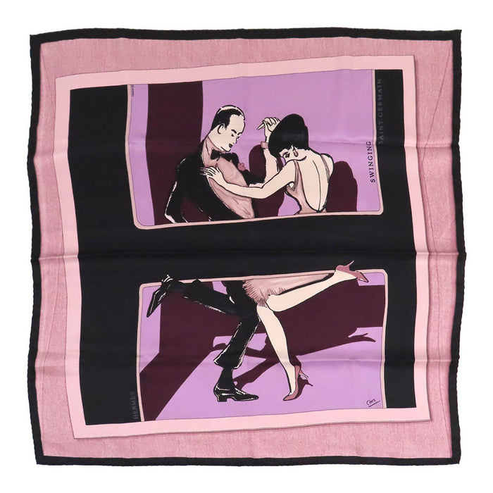 HERMES  
Carré 70 en soie DANSE SWINGING SAINT GERMAIN  
Foulard SWINGING SAINT GERMAIN