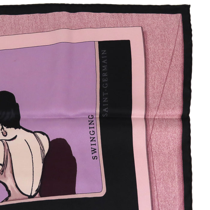 HERMES  
Carré 70 en soie DANSE SWINGING SAINT GERMAIN  
Foulard SWINGING SAINT GERMAIN