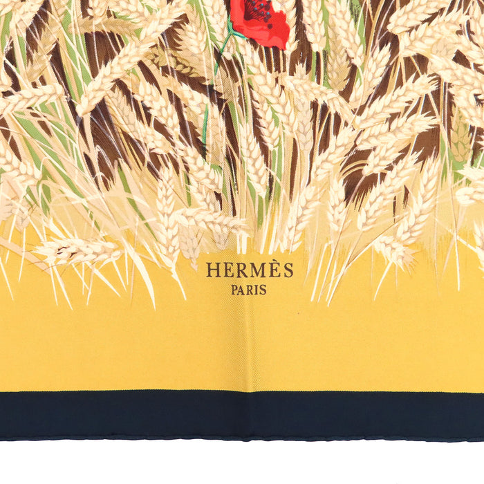 HERMES 
Sciarpa grande in seta 
Carré 90 LAPINS DANS UN CHAMP DE campo di grano e conigli